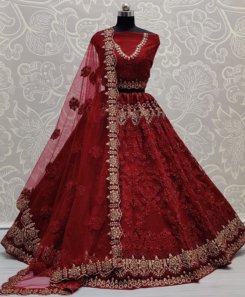 Buy Thread and Dori Embroidery Work Bridal Lehenga Choli Gujju