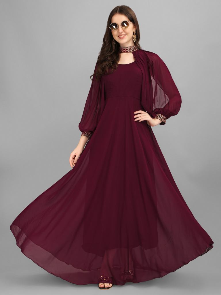 Red Plain Anarkali Dress| Umbrella Designer Long Kurti